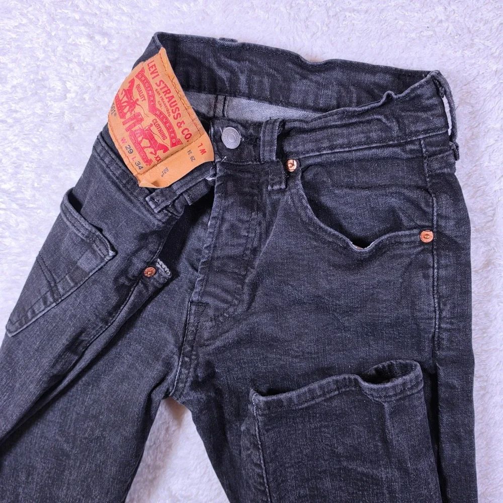 Levi 501 Original Fit Mens 29/34 Black Button Fly Straight Leg Jeans S40154 AD